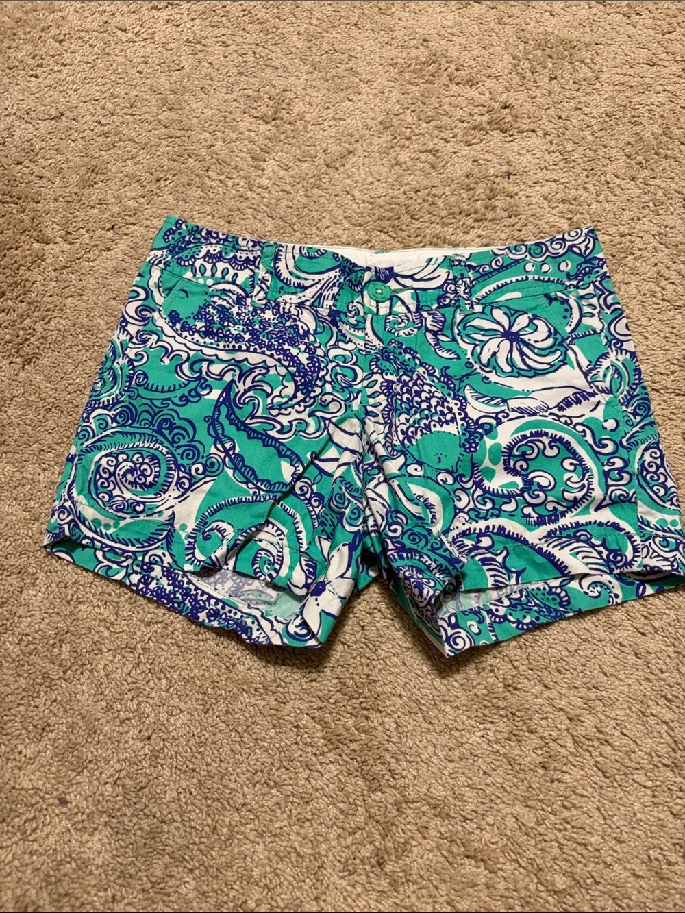 Lilly Pulitzer Womens Shorts Callahan Seafoam Montauk Chino Beach Size 0